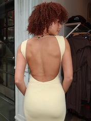 Brigitte Cowl Maxi Dress in Ice Yellow