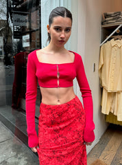 Amal Cropped Long Sleeve in Red