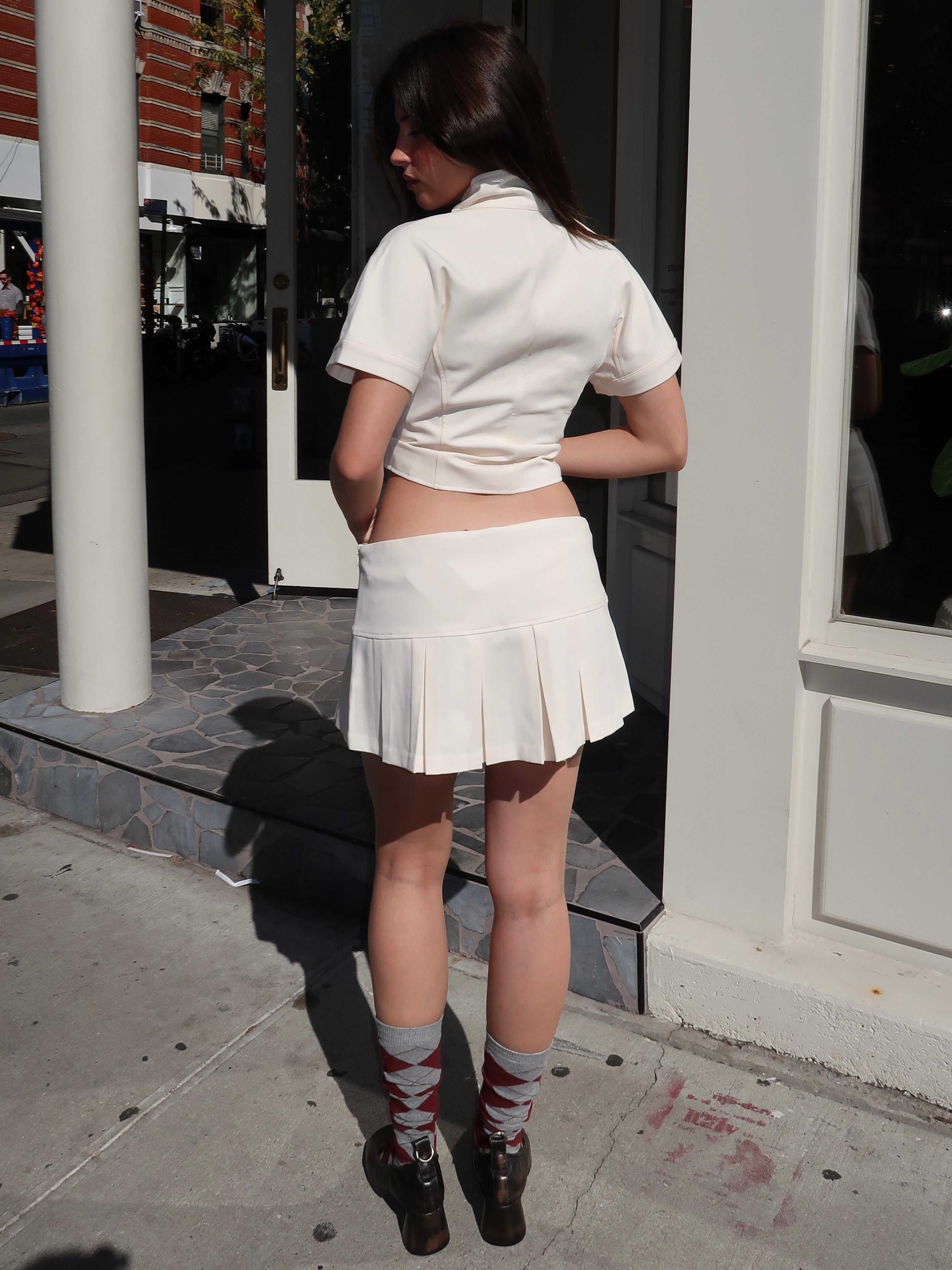 Val Pleated Mini Skirt in Ivory