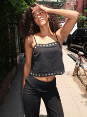 Beaux Shell Button Cami in Black