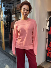 Cotton Cashmere Crewneck Sweater in Lox
