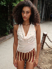 Madrone Cowl Neck Top in Shell Button Cream
