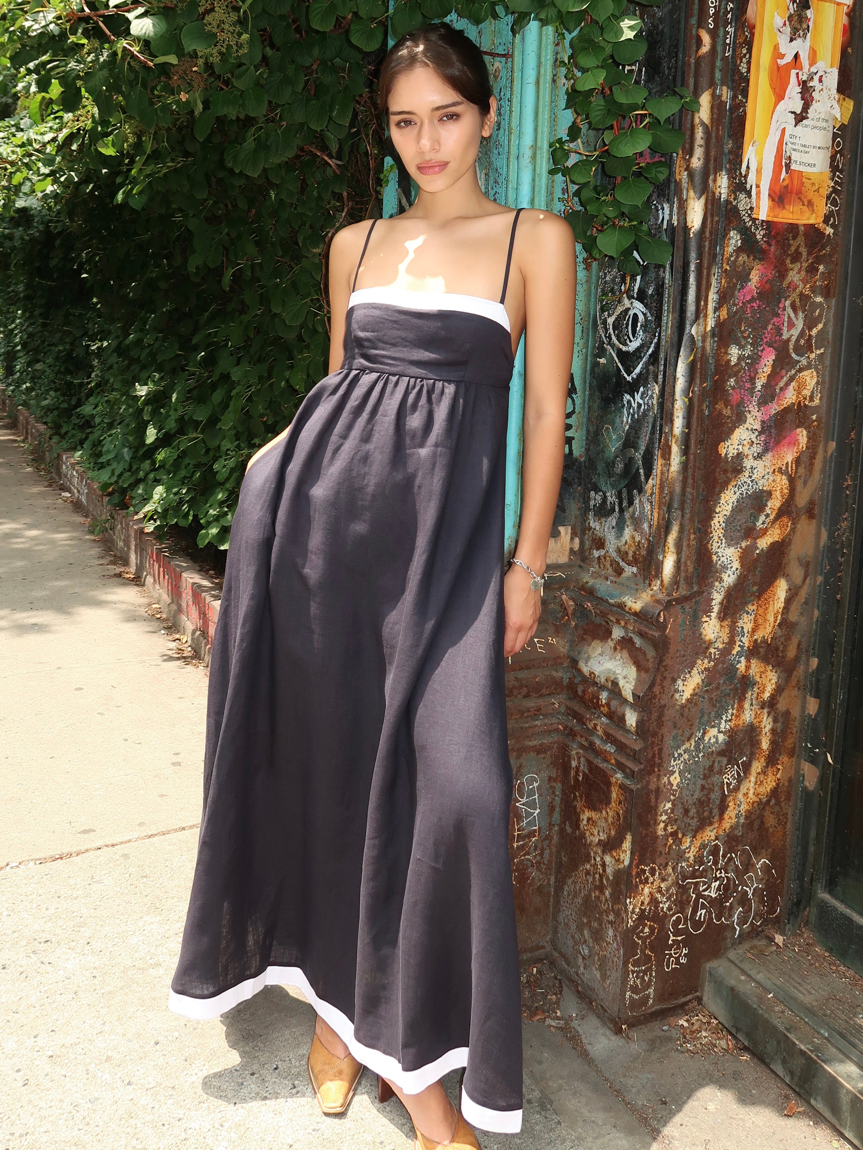Elyce Maxi Dress in Ink/White