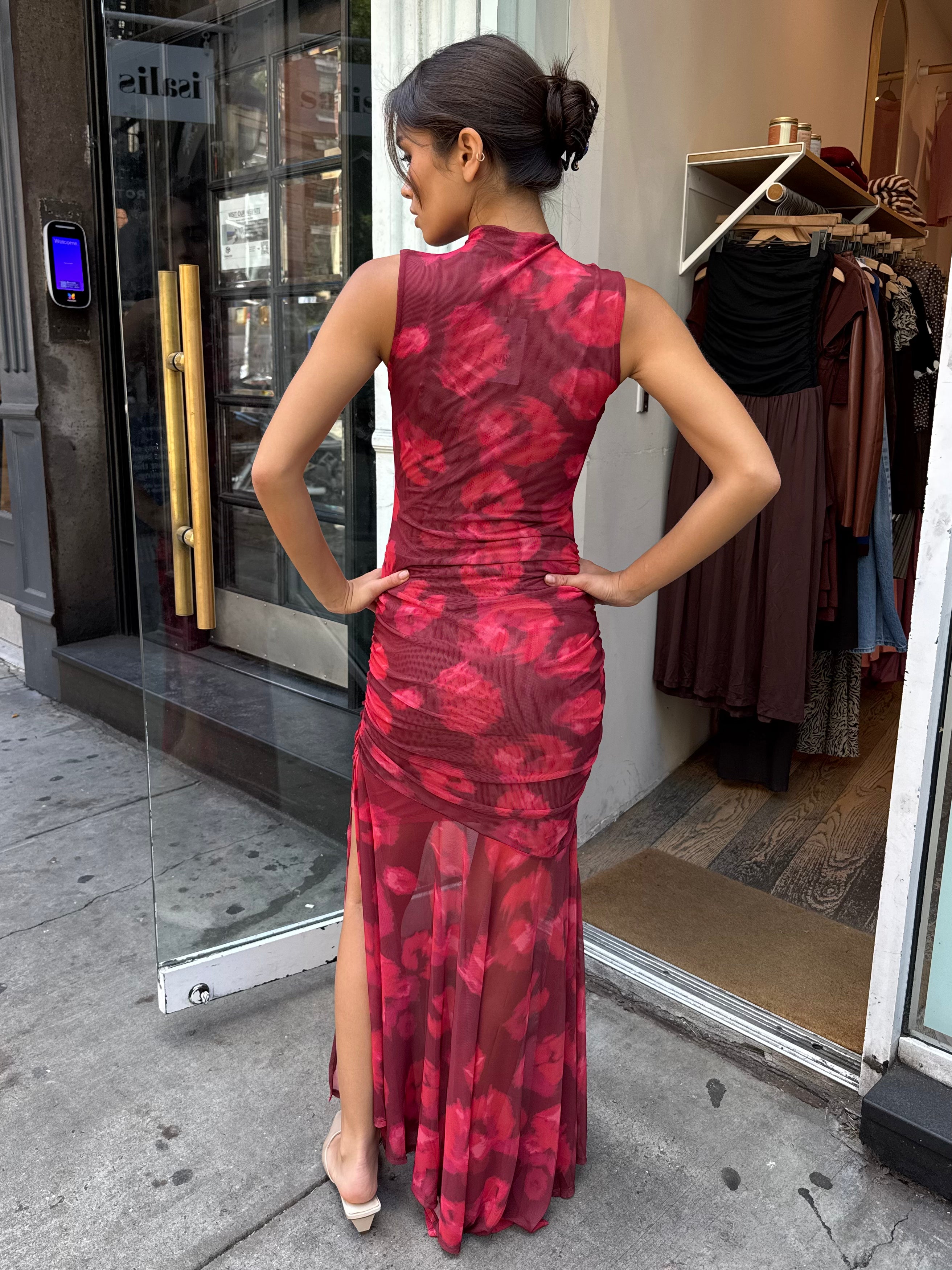 Flower Mesh Dress in Abstract