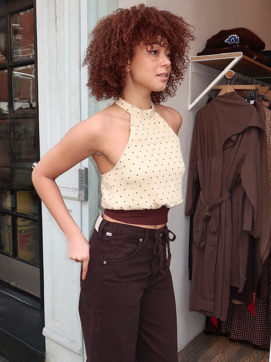 Declan Halter Top in Butter Dot Multi