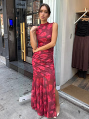 Flower Mesh Dress in Abstract