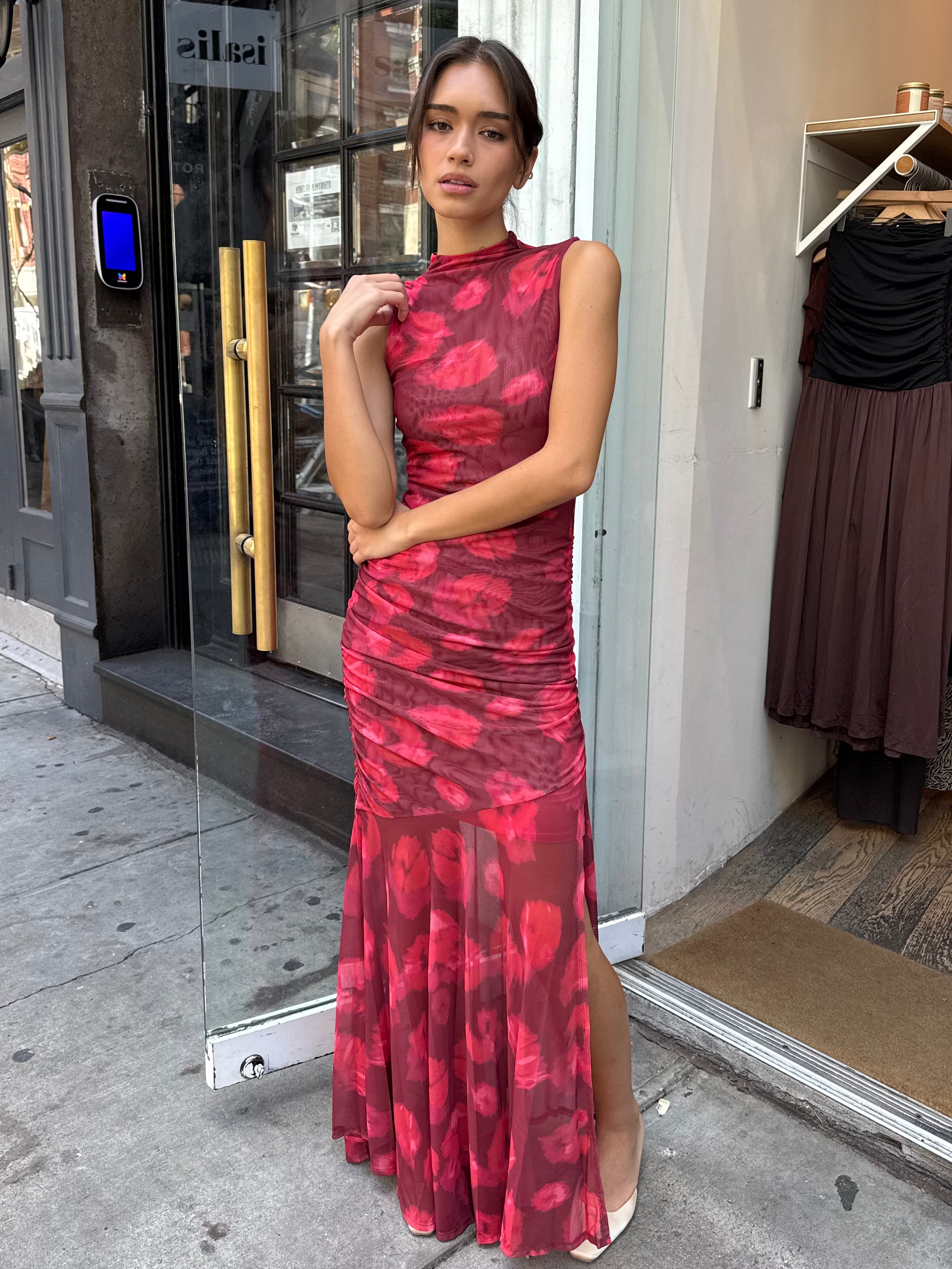 Flower Mesh Dress in Abstract