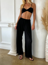 Load image into Gallery viewer, Bentley Pleated Bra &amp; Pant Set in Black
