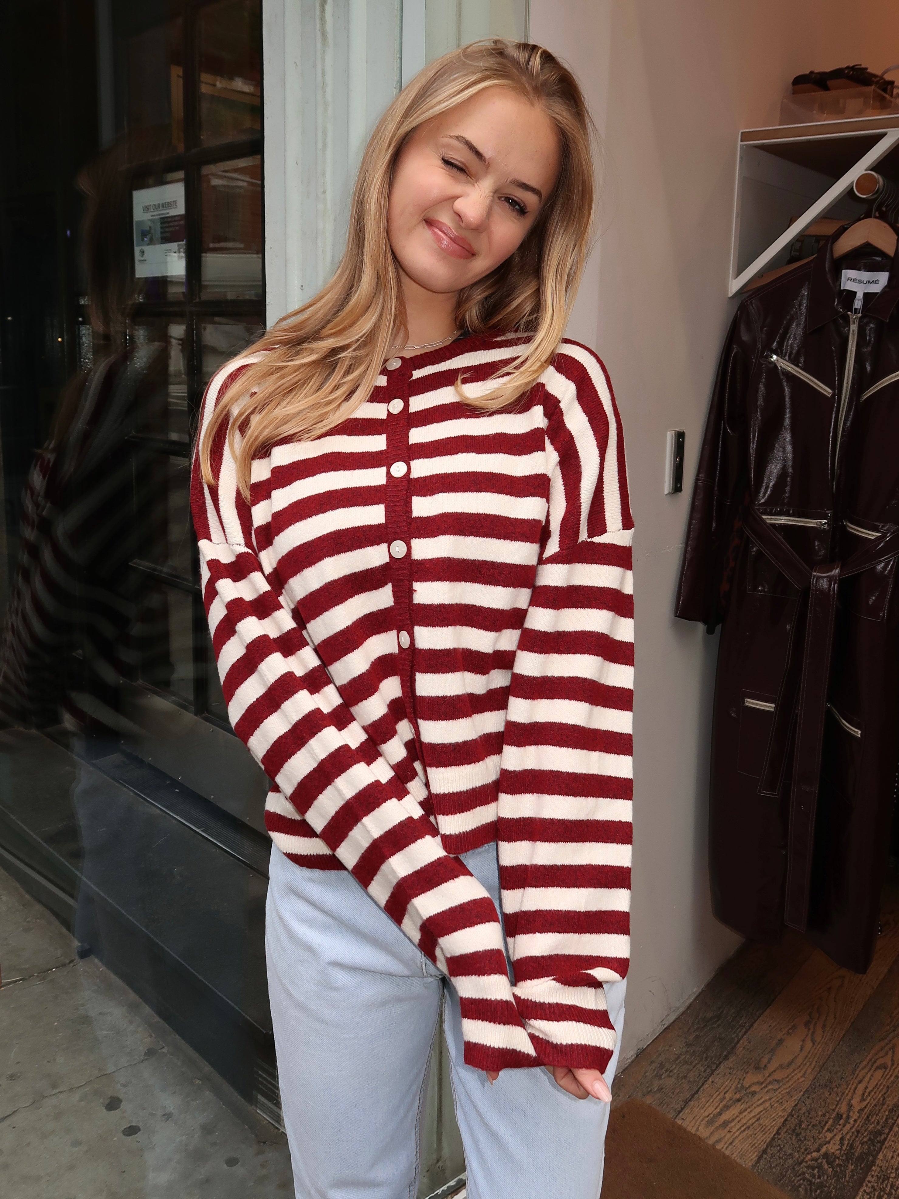 Coletta Knit Cardigan in Crimson