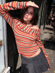 Ysabel Sweater in Olive Skinny Stripe