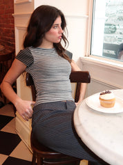 Muna Tee in Grey Stripe
