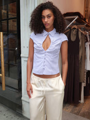 Bobby Keyhole Top in Slate Blue