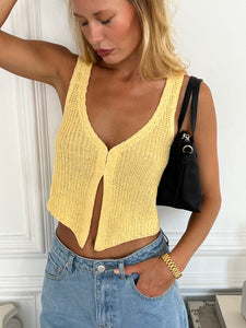Knit Crop Vest in Yellow