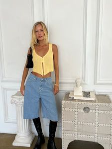 Knit Crop Vest in Yellow