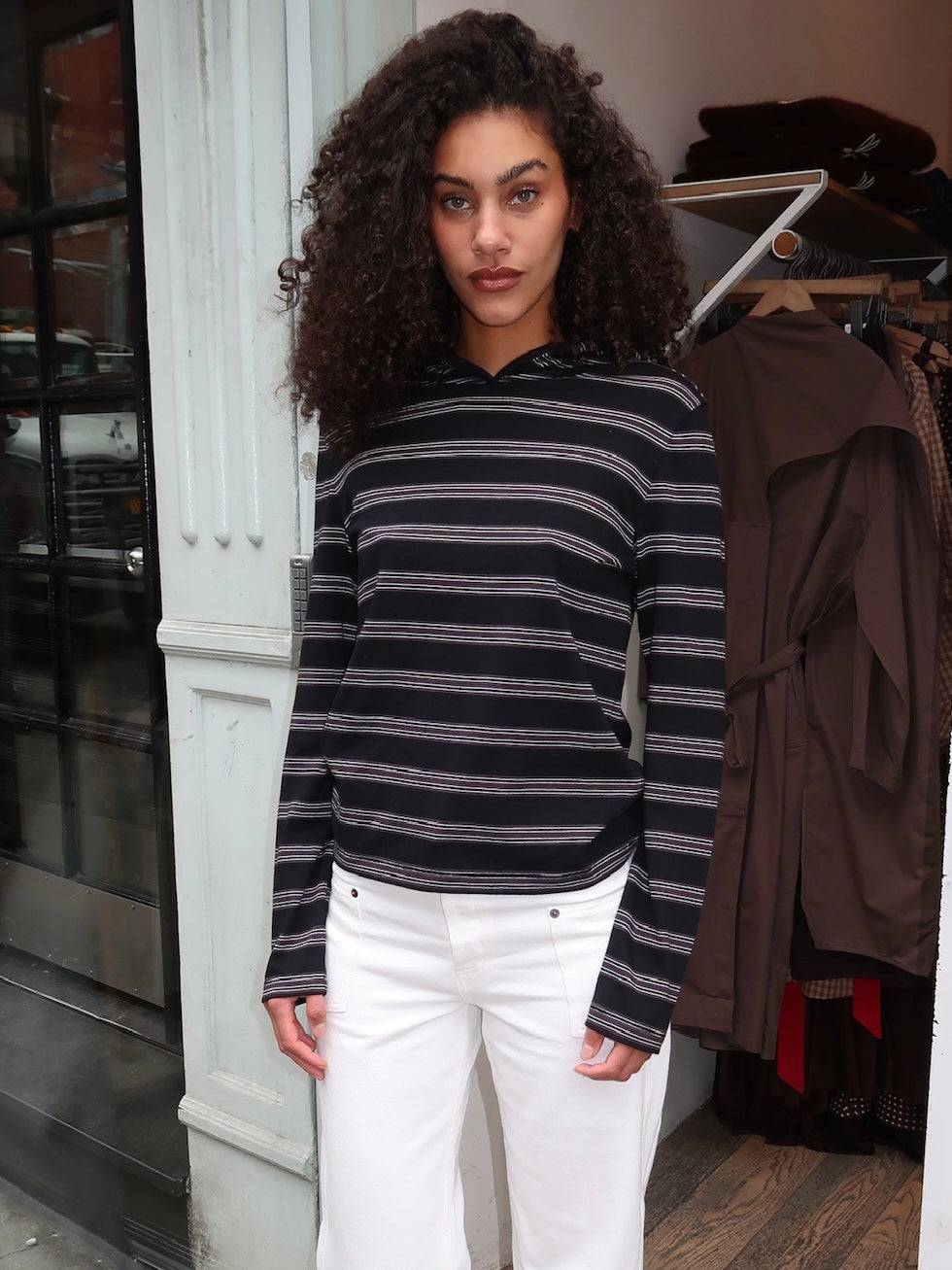 Nellie Shirt in Black Stripe
