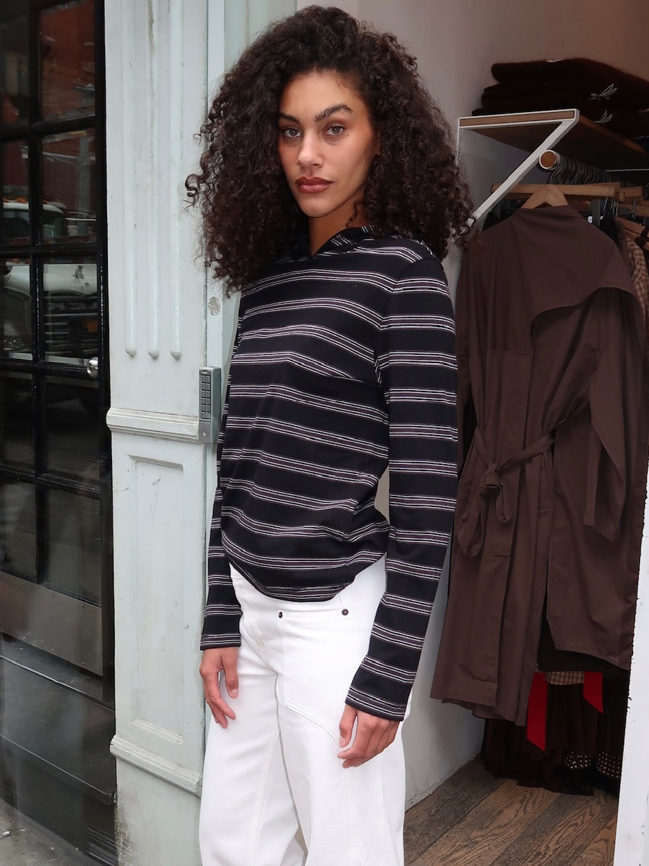 Nellie Shirt in Black Stripe