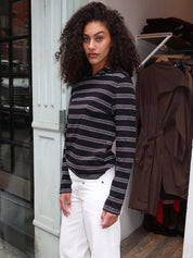 Nellie Shirt in Black Stripe