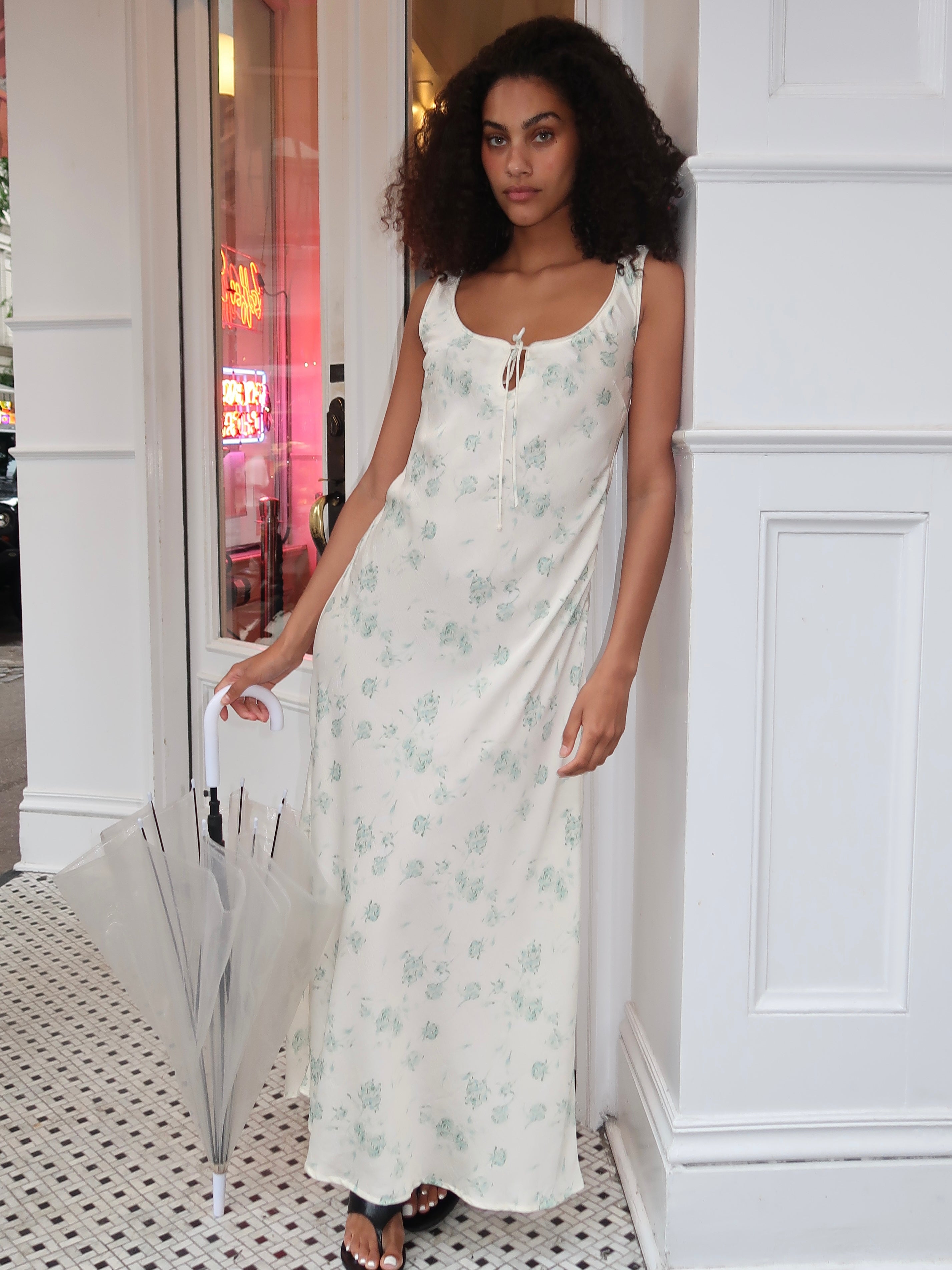 Jaylin Maxi Dress in Cream Green Floral