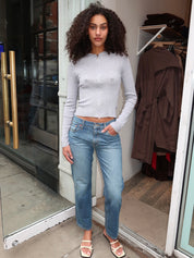 Mid Rise Blondie Crop in Mendocino Indigo