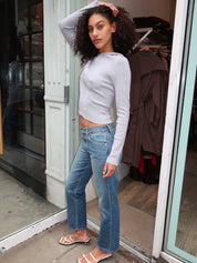 Mid Rise Blondie Crop in Mendocino Indigo