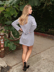 Haisley Skirt in Navy Stripe