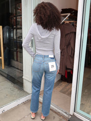 Mid Rise Blondie Crop in Mendocino Indigo