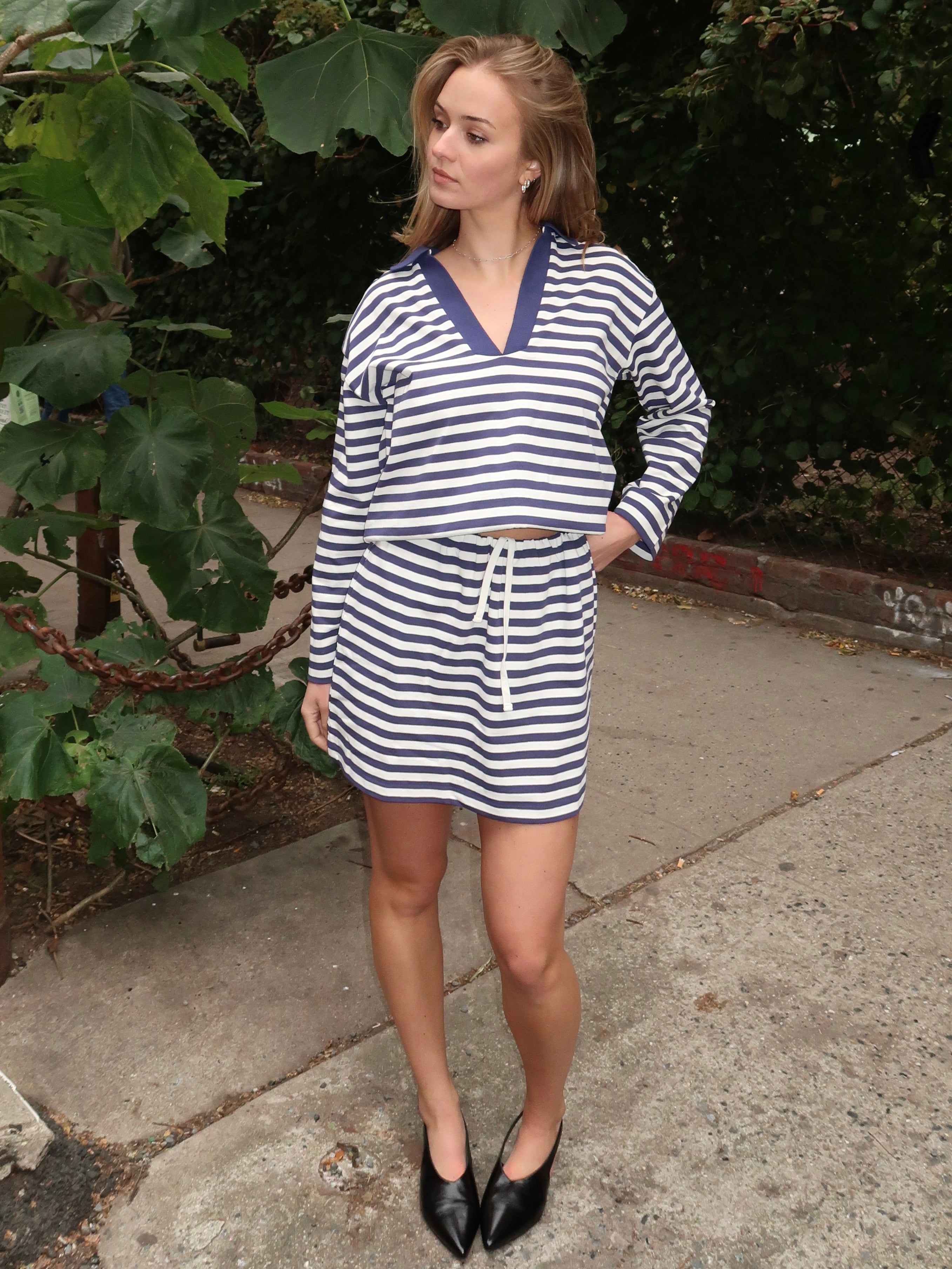 Haisley Skirt in Navy Stripe