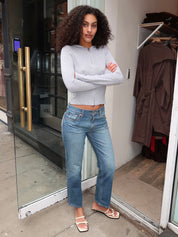 Mid Rise Blondie Crop in Mendocino Indigo