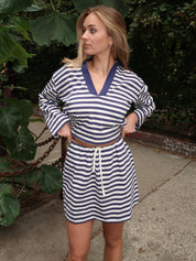 Haisley Skirt in Navy Stripe