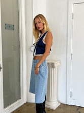 Load image into Gallery viewer, Tobie Tie Front Lace Tank in Navy
