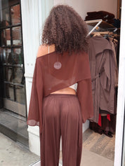 Elysia Sheer Poncho Top in Brown