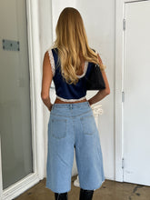 Load image into Gallery viewer, Tobie Tie Front Lace Tank in Navy
