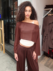 Elysia Sheer Poncho Top in Brown