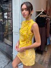 Chiffon Flock Top in Yellow