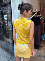 Chiffon Flock Top in Yellow