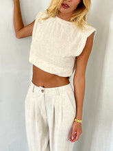 Load image into Gallery viewer, Eli Linen Crop Top in Natural
