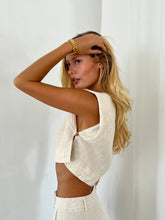 Load image into Gallery viewer, Eli Linen Crop Top in Natural
