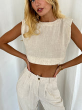 Load image into Gallery viewer, Eli Linen Crop Top in Natural
