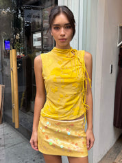 Chiffon Flock Top in Yellow