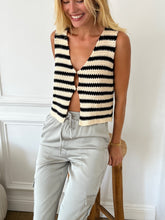 Load image into Gallery viewer, Sadie Crochet Vest in Cookie Stripe
