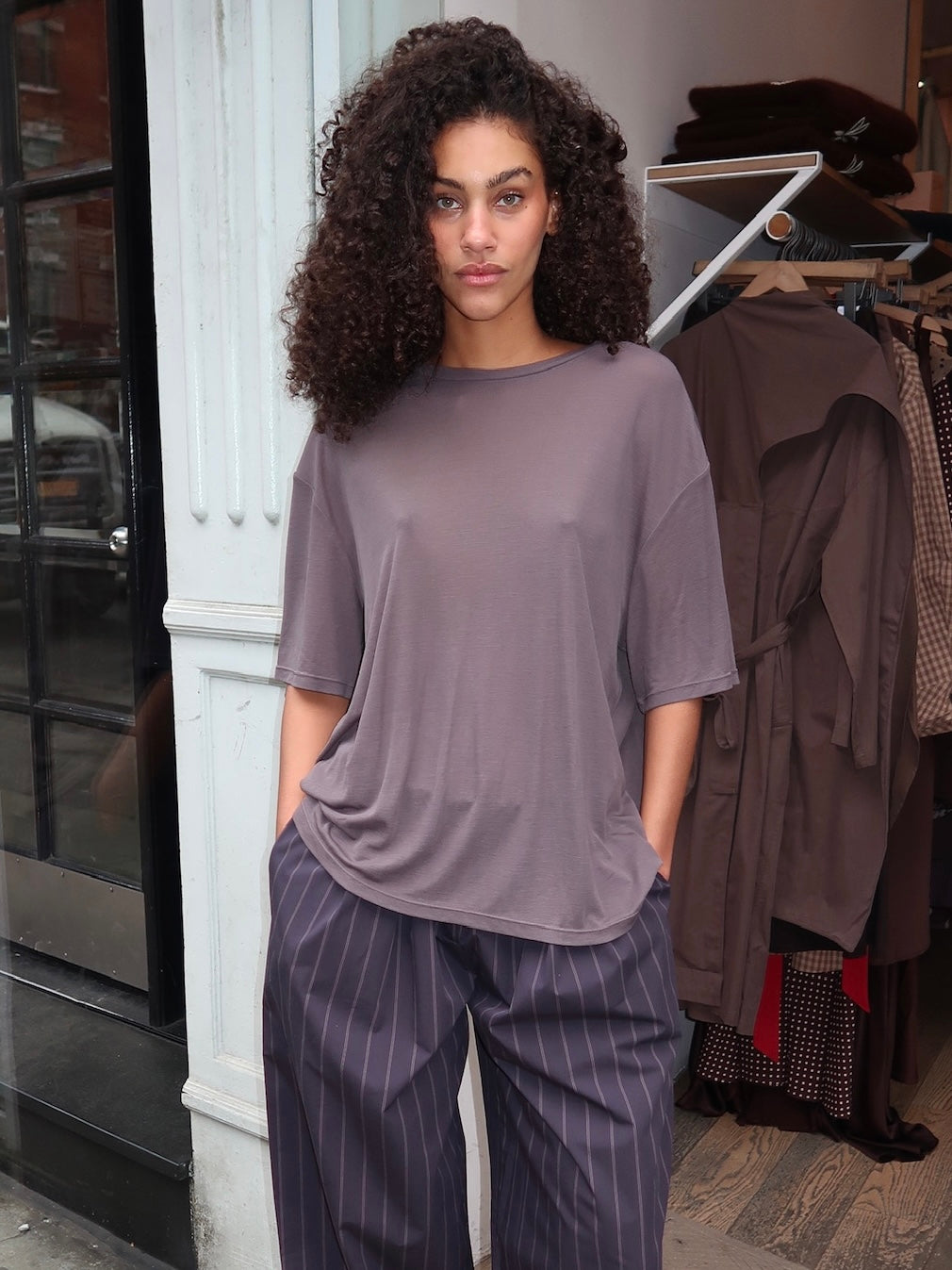Fine Jersey Relaxed Tee in Soot