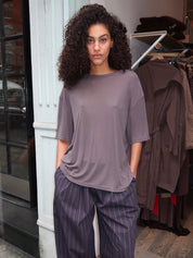 Fine Jersey Relaxed Tee in Soot