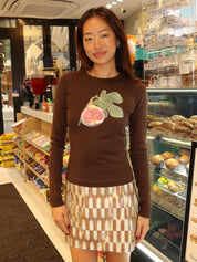 Fig Patch Longsleeve Tee in Pink/Green Brown