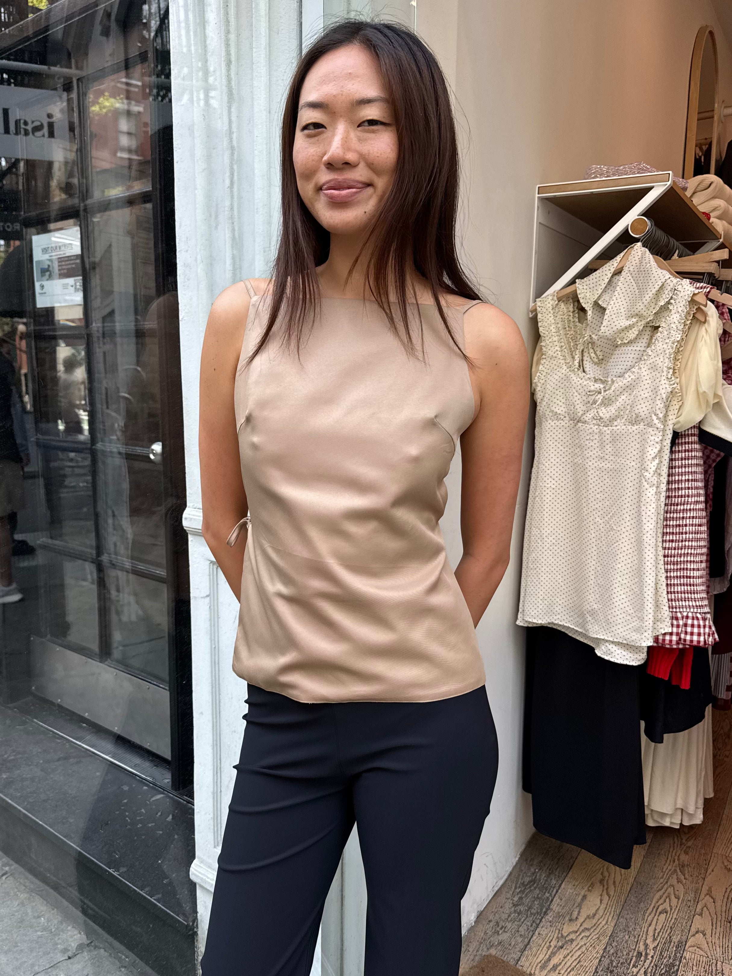 Bex Openback Top in Taupe