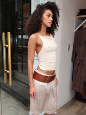 Twist Back Knit Top in Shell