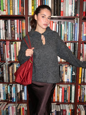 Leigh Keyhole Sweater in Charcoal