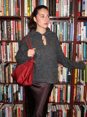 Leigh Keyhole Sweater in Charcoal