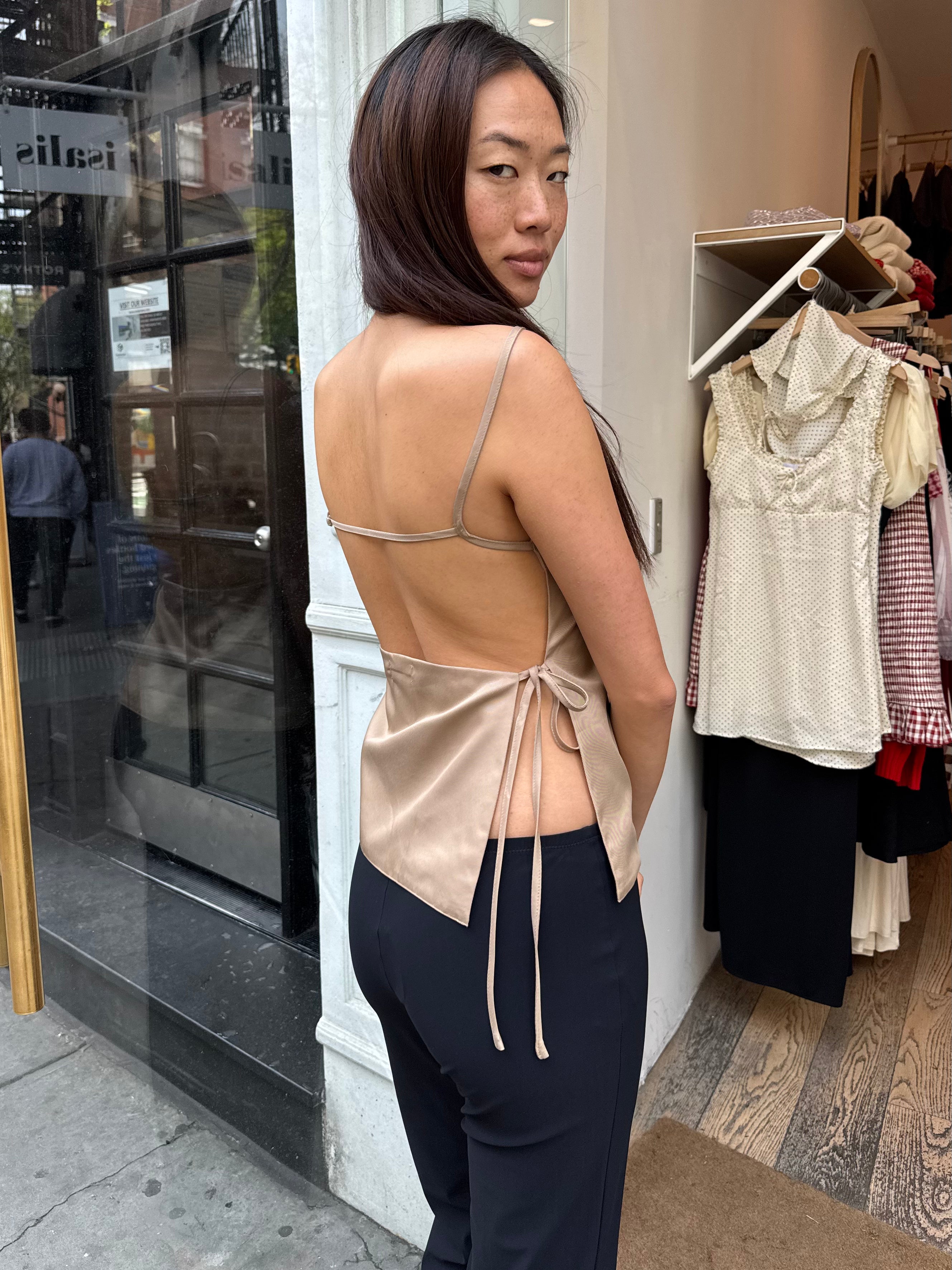 Bex Openback Top in Taupe