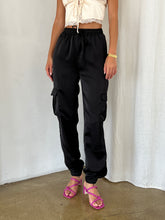 Load image into Gallery viewer, Stormi Satin Cargos in Black
