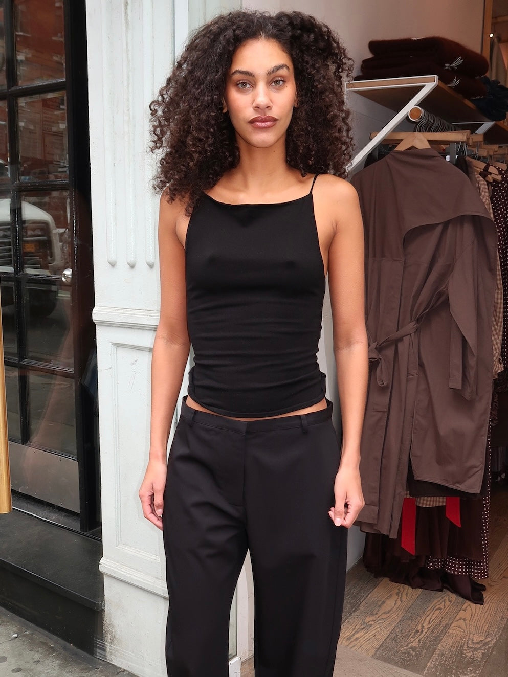 Twist Back Knit Top in Black